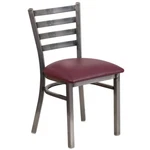Flash Hercules Ladder Back Restaurant Chair, Burgundy Vinyl Seat/clear Metal New. Price: $124.99.