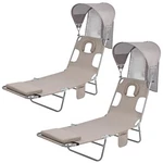 Minndudu Beach Tanning Chair Upf 50+ Canopy 6 Position Folding 2 Pack New. Price: $259.99.
