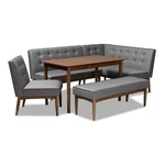 Baxton Studio Arvid Modern Tufted Fabric 5-PIECE Wood Dining Nook Set Gray New. Price: $1152.99.