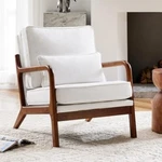 Linen Fabric Comfy Accent Chair Mid Century Lumbar Pillow Lounge Arm New. Price: $106.35.