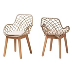 Bali & Pari Ballerina Gray Rattan And Natural Brown Wood Dining Chair New. Price: $277.53.