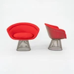 1975 Pair Of Warren Platner For Knoll Lounge Chairs Steel Frame With Red Fabric Used. Price: $12000.00.