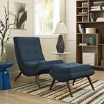 Modway Ramp Fabric Upholstered Lounge And Ottoman 2-PIECE Set In Azure New. Price: $429.50.