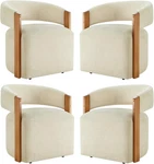 Set Of 4 Modern Sand Upholstered Dining Chairs With Casters New. Price: $1336.99.