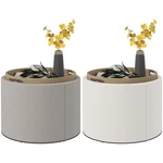 Homcom Round Storage Ottoman Coffee Table With Flip Top Tray, Linen Fabric New. Price: $95.99.