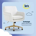 Pemberly Row Modern Office Chair Diamond-tufted Design White Bonded Leather New. Price: $284.33.