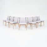 2023 Set Of 7 EOO4 Dining Chairs By Eoos For Carl Hansen Blue Fabric And Oak Used. Price: $11500.00.