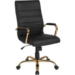 Flash Furniture Hi-back Black Leather Office Chair, Gold GO-2286H-BK-GLD-GG New. Price: $279.99.