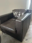 Restoration Hardware Brown Leather Accent Chair 36X39X32 Nailhead Trim Used. Price: $1150.00.