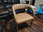 Meridian 987BROWN -c Accent Chair With Wood Frame Vegan Leather Original Open. Price: $125.00.