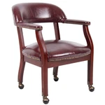 Boss Captain's Guest, Accent Or Dining Chair Burgundy Vinyl W/ Casters New. Price: $147.73.
