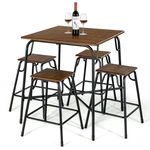 Costway 5PCS Bar Table Set Counter Height Dining W/ 4 Stools Rustic Brown New. Price: $109.99.