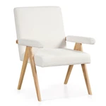 Mid Century Modern Accent Chair With Rubber Wood Frame And Padded Armrests-white New. Price: $136.48.