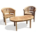 Windsor's Premium Grade Teak Kensington 3PC Set, 2 Curved Arm Chairs & Table New. Price: $2195.00.