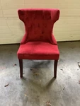Pier One Velvet Upholstered Accent Chair With Wooden Legs Button Pattern Used. Price: $115.00.
