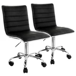 Elama 2 Piece Adjustable Faux Leather Rolling Office Chair Black With Chrome New. Price: $59.99.