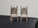 Antique Dutch Miniature Sterling Silver Set Of 2 Chairs 17G Total Weight. Price: $99.00.