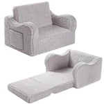 Kids Convertible Sofa Chair: 2-IN-1 Toddler Couch & Lounger, Soft Sherpa, Grey New. Price: $48.28.