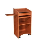 Oef Furnishings Mobile Floor Lectern With Side Shelf And Keyboard Tray, Cherry New. Price: $334.53.