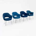 1960S Eero Saarinen For Knoll Executive Dining Arm Chair Blue Fabric 8X Avail Used. Price: $850.00.