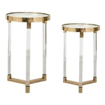Benjara 24- 21 Accent Tables- Acrylic Clear Legs- Glass Top (set Of 2)- Gold New. Price: $414.99.