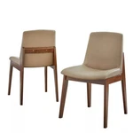 Buylateral Set Of 2 Raven Modern Faux Leather Dining Chair Walnut/tan Open. Price: $204.99.