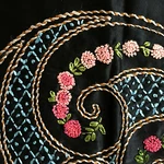 Hand Embroidered Chair Seat Back Arm Rests Upholstery Set Of 2 Happy Home Work Pre-owned. Price: $175.99.