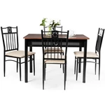 Costway 5PC Dining Set Wood Metal Table 4 Chairs Kitchen Furniture Breakfast Use New. Price: $159.99.