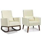 Costway 2 Pcs Dual-use Upholstered Rocking Nursery Armchair W/pillow Beige New. Price: $189.99.
