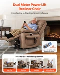 Medium Wide Dual Motor Power Lift Recliner Heat Massage Brown New. Price: $766.99.