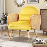 Buuhome Amchair Rattan Armrest Metal Legs Mid Century Modern Xl - Yellow Used. Price: $159.74.