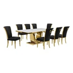 Best Quality Furniture White Marble Dining Set With Black Velvet Chairs New. Price: $3572.08.