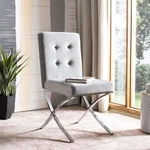 Elegant Grey Velvet Tufted Side Chair With Chrome Legs New. Price: $312.99.