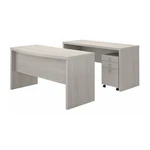 Echo Bow Front Desk And Credenza With Mobile File Cabinet New. Price: $1050.99.