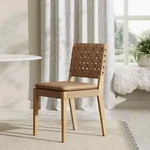 Nathan James Cohen Woven Faux Leather Dining Chair Mid-centruy Modern Light Brow New. Price: $181.47.