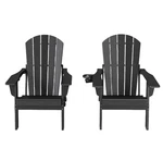 Set Of 2 Poly Folding Adirondack Chair With Cup-holder For Patio, Garden&lawn New. Price: $184.29.