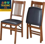 Stakmore True Mission Wooden Folding Chairs With Padded Seats, Set Of 2 - No Ass New. Price: $256.99.