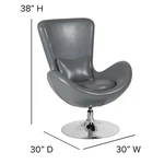 Flash Furniture Leather Egg Chair In Gray New. Price: $445.06.