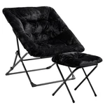 Oakham Comfy Chair For Adults, Soft Faux Fur Folding Lounge, X-large -black Open. Price: $67.38.