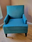 Noble House Home Furnishings Teal Comfortable Cozy Accent Chair Used. Price: $325.00.
