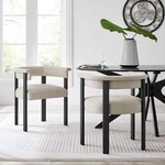 Modway Woven Heathered Fabric Upholstered Barrel Dining Chairs - Set Of 2 New. Price: $288.00.