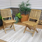 Nantasket Solid Teak Folding Slat-back Patio Chair Set Of 2 By Sunnydaze New. Price: $299.00.
