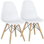 Goflame Dsw Dining Chairs, Shell Plastic With Wood Set 2, White New. Price: $125.99.