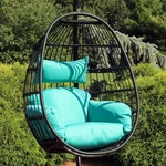 Black Resin Wicker Hanging Egg Chair With Cushions - Blue By Sunnydaze New. Price: $199.47.