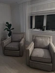 Lillian August Gray Upholstered Accent Chairs Set Of 2 With Cushions Modern Used. Price: $150.00.