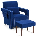 Costway Modern Berber Fleece Single Sofa Chair W/ Ottoman & Waist Pillow Blue New. Price: $159.99.