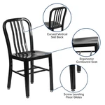 Flash Furniture Metal Vertical Slat Back Dining Side Chair Black New. Price: $124.99.