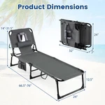 Goplus Outdoor Beach Lounge Chair Folding Chaise With Pillow Grey New. Price: $72.99.