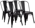 Stack More Seating Less Space - 4 Metal Dining Chairs Matte Black New. Price: $209.99.