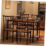Gaomon Dining Table Set For 4, And Wood Metal Chairs Rustic Brown New. Price: $294.75.